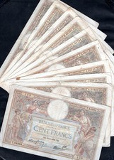 Lot de 10 billets anciens – France – 100 Francs Merson  – Banque de France (c11)