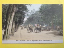 cpa PARIS Transport Circulation ATTELAGE VOITURE CALÈCHE Ombrelle AUTOMOBILE