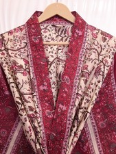 Kimono Long En Soie Beige-Rose