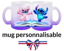 Mug Tasse Verre Personnage Stitch et Angel,. Personnalisé