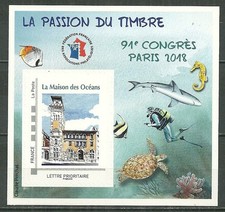 Bloc FFAP 14 ** dentelé congrès de PARIS 2018 la maison des océans poisson