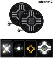 2 Phares Avant LED Rond 65W 7" Feu de Route Croisement Diurne DRL Moto VTT 4x4