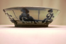 Ancien Chinois Bleu Blanc Ming Dynastie Soupe Plaque Bol Swatow Zhangzhou Ware