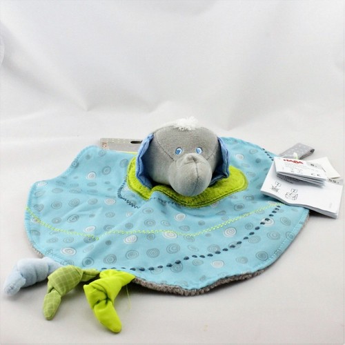 Doudou plat éléphant gris