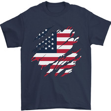 T-Shirt Pour Homme Drapeau Américain Jour De L'Indépendance 100% Coton