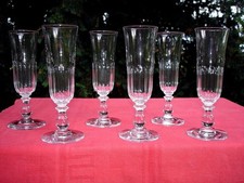 BACCARAT CHAULNES 6 FLUTES A CHAMPAGNE SEKTGLÄSER CRISTAL TAILLÉ COTES PLATES