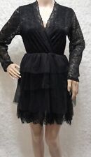 RBF3/ Robe Noir Dentelle & Tulle Cache Coeur Taille Elastiqué T 34 Petit 36