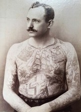 Cabinet curiosité planche affiche A3 portrait vintage homme tatoué marin's