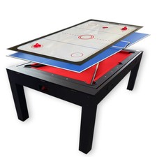 Table de Billard 7 FT Multi-jeux Rouge Air Hockey + Table de Tennis + Table Top