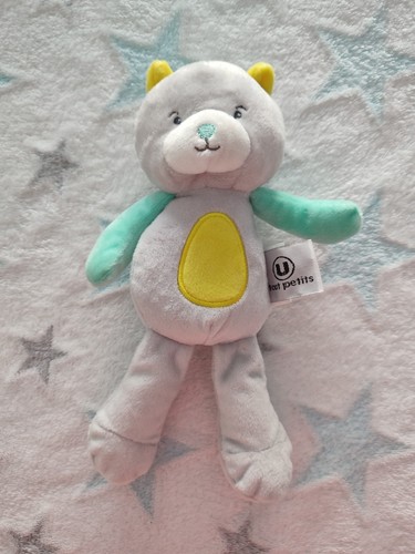 Doudou chat gris - vert, jaune