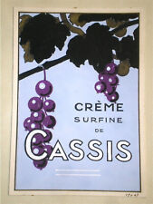 ANCIENNE GOUACHE PROJET D'ETIQUETTE CREME DE CASSIS ANNEES 50