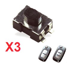 3x Switch bouton pour clé pliante télécommande plip Renault Clio Modus Kangoo ..