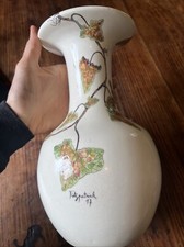Grand Vase Peint Fleurs Signe