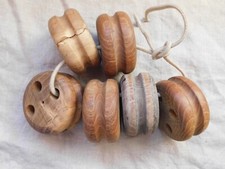 6 ANCIENS CAPS DE MOUTON EN BOIS VIEUX GREEMENT / POULIES MARINE