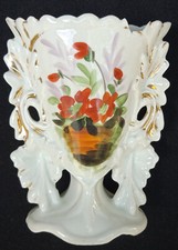 Ancien vase de mariée Porcelaine de Paris - décor Blanc et Or - XIXème - 15cm