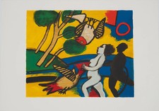 Guillaume CORNEILLE : La femme, l'ombre et les oiseaux - Lithographie originale