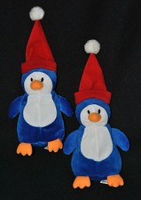 Lot 2 Peluche Doudou Pingouin Bleu Blanc GRAINE D EVEIL Fnac Bonnet Rouge TTBE
