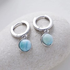 Natural Larimar Gemstone Hoop