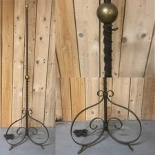 Lampadaire Pied de Lampe Art Deco Design Moderniste Ancien Fer Forgé Vintage