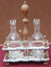 superbe ancien service huile vinaigre faience GIEN ? model floral signé salins