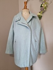 MS MODE : SUPERBE MANTEAU VESTE BLEU CIEL AVEC LAINE BELLE COUPE 