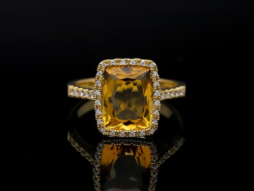 Bague brillants citrine - brillants,