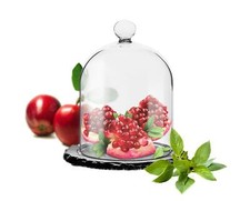 Glasglocke Sur Assiette en Ardoise 9x12x15cm Dôme de Verre Cloche Haub