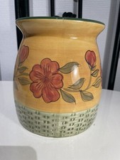 Magnifique Ancien Cache-pot En Céramique Italienne Décor Floral Fait Main 