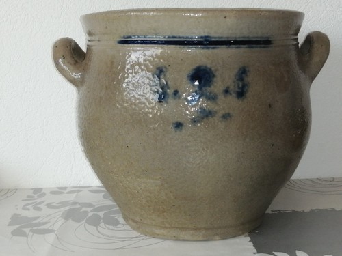 Ancien grand pot saloir - ancien, grès