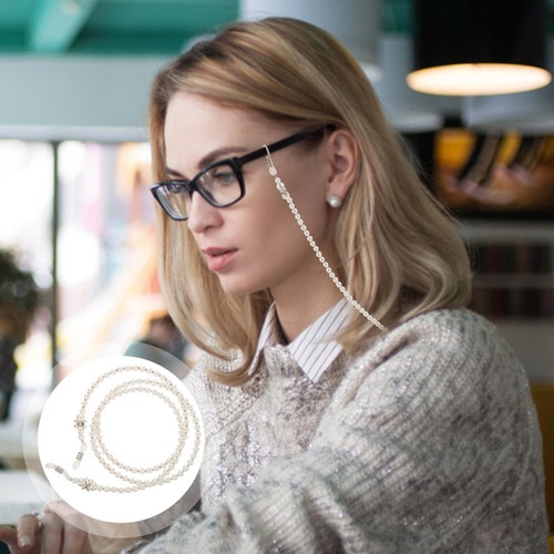 White beaded eyeglasses chain - beaded,