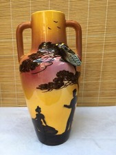 Grand Vase Céramique Saint Jean Du Désert Signé Berty 34,5 Cm Provençale Cigale