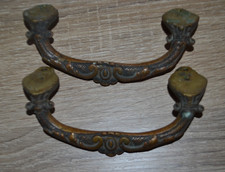 Ancienne paire de poignées fixes en bronze pour porte, tiroir, placard, caisse,