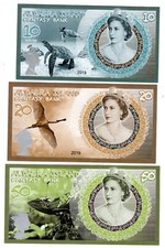 LOT SET SERIE 3 BILLETS ALDABRA ISLANDS DOLLARS 2019 REINE ELIZABETH II FLAMANT