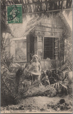 Zoo humain, Exposition coloniale de 1907, habitation Cambodge Carte postale - Zo