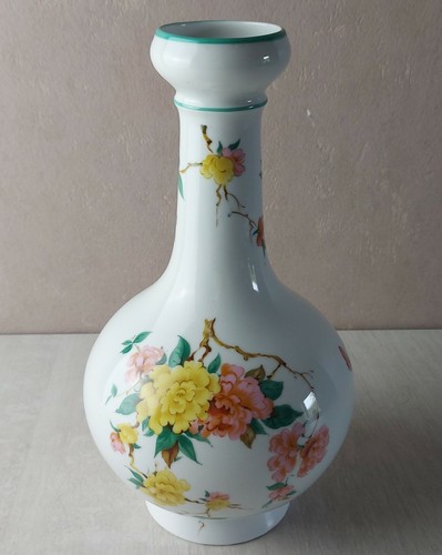 Ancien vase décor fleurs - ,, en