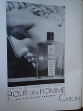 parfum POUR UN HOMME de CARON + SLIP KANGOUROU ERBY FRANCE ILLUSTRATION 1950 col