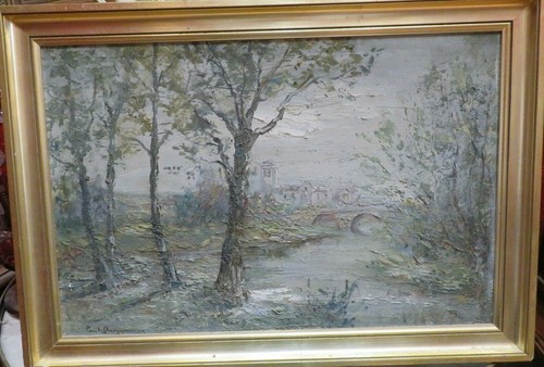 Ancien tableau huile panneau - ancien, /
