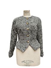 Balenciaga Grey Wool Houndstooth Mohair Wool Jacket  Size 42 / M