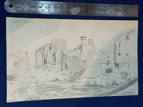 Dessin militaire ww1 ruines - militaire,