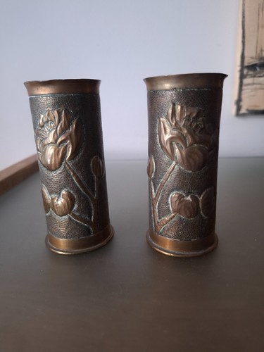 Deux obus sculptes ww1 - deux, ,