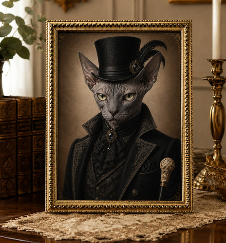 Cadre chat sphynx victorien - chat,