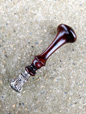 ANCIEN TAMPON SCEAU BOIS METAL ARGENTE - HL - OUTIL DE BUREAU -