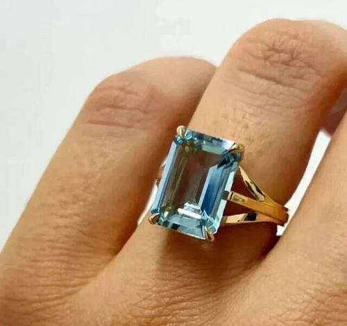 Bague solitaire aigue-marine
