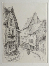 Bretagne Gravure originale ancienne fin 19e signée rue de Dinan 10 exemplaires