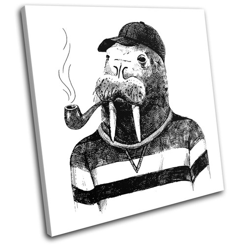 Hipster animals wallrus - wallrus, pipe