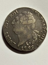 LOUIS XVI : ECU DE 6 LIVRES 1792 T NANTES : 1er semestre