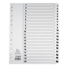 Exacompta Guildhall 20 Pièce Blanc Diviseur - A4 - 11 Poinçonné Trous - MWD1-20Z