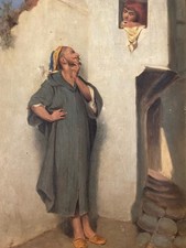 Peinture Huile Sur Toile  Orientaliste XIXe Orientalisme Ancien Art Prostitution