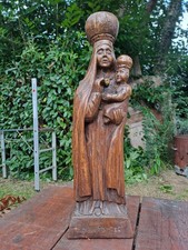 Statue Religieuse Bois Vierge à L' Enfant Notre Dame Des Portes Châteauneuf Faou