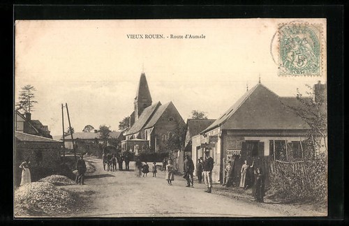 Cpa vieux rouen route - vieux, rouen,